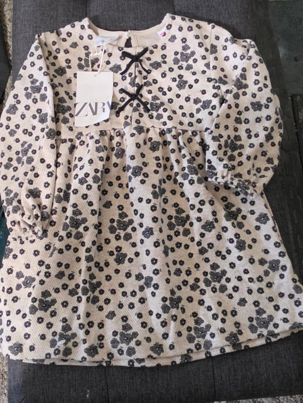Zara Cream Long-Sleeve Floral Dress